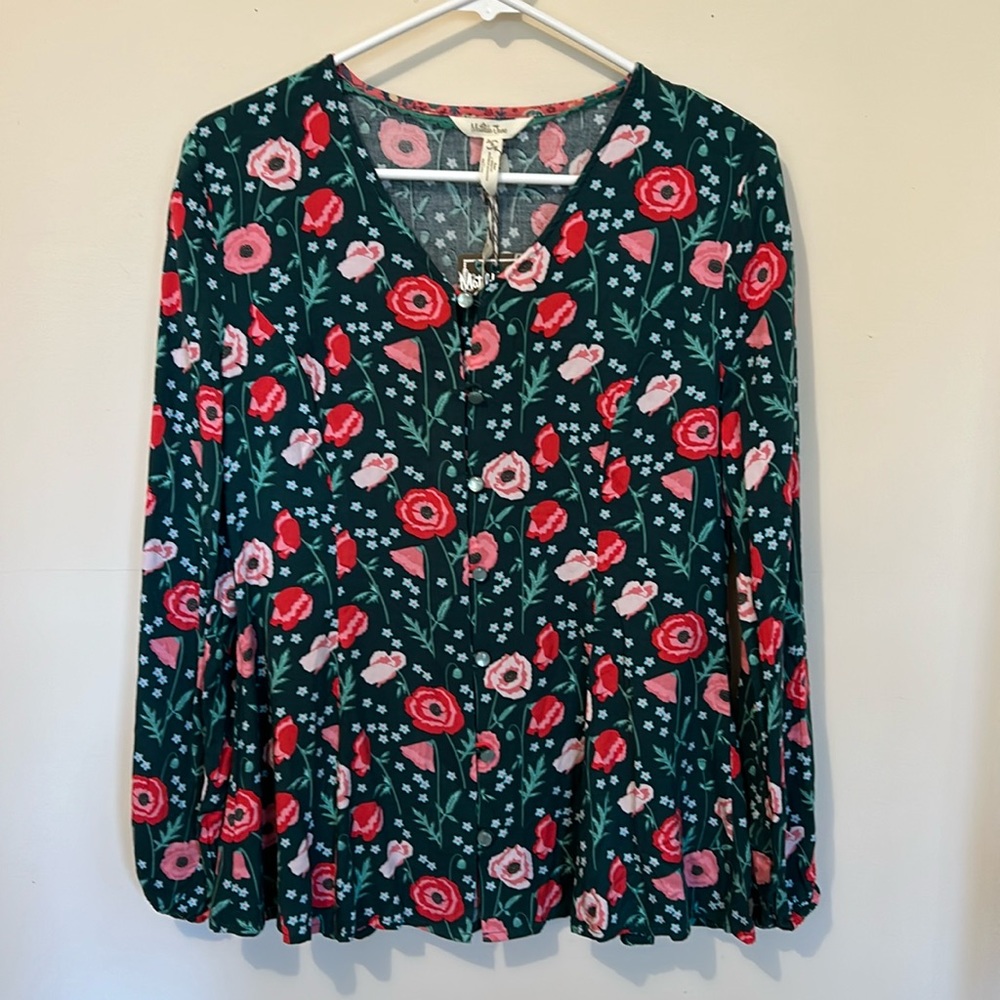 NWT Matilda Jane Top Women’s Small Floral Blouse Shirt Flared Cottagecore New
